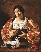 CECCO DEL CARAVAGGIO Woman with a Dove sdv oil on canvas